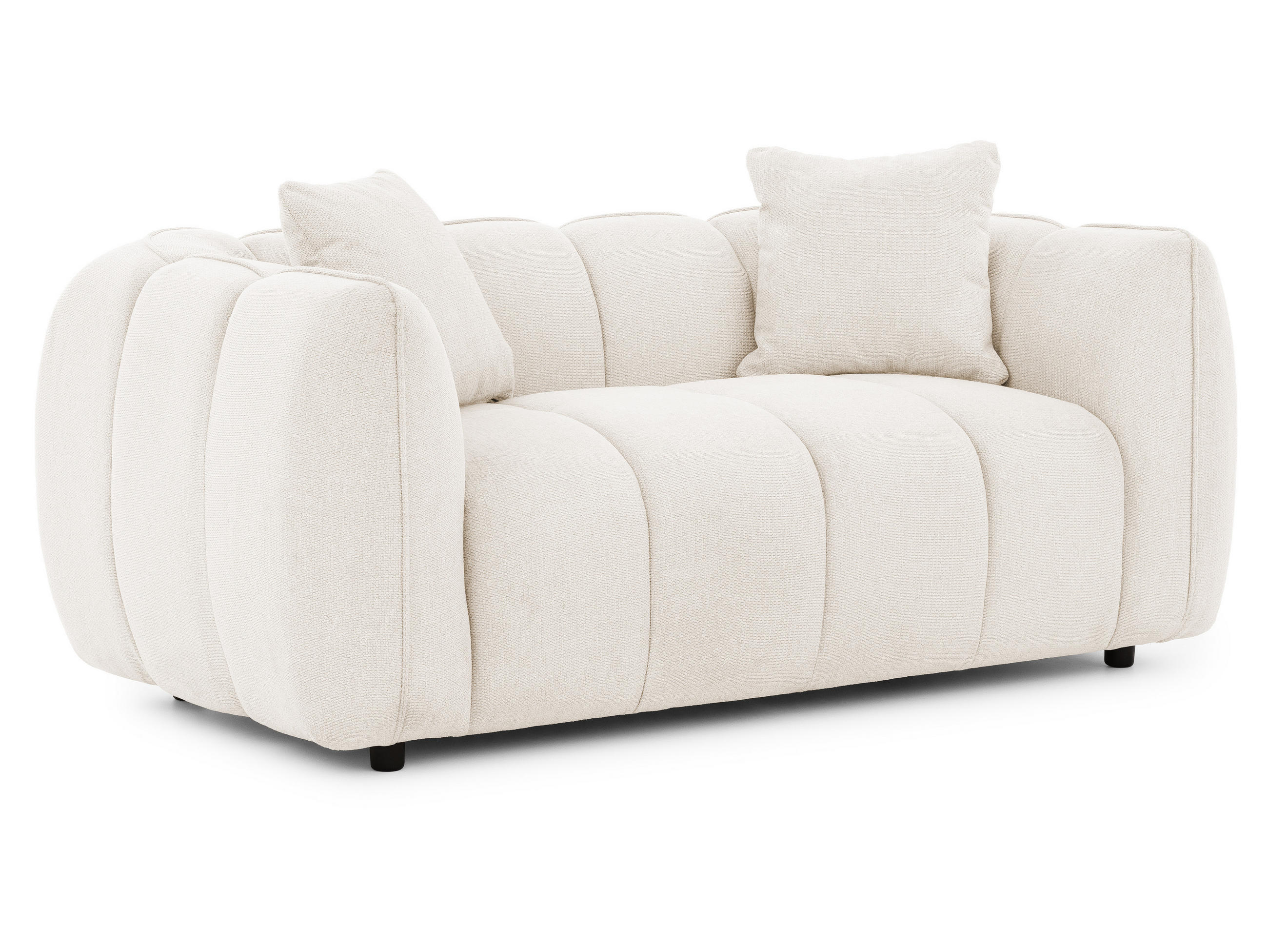 S-Style DVOUMÍSTNÁ POHOVKA Nubira v hluboce prošívaném designu Bubble z měkké strukturované látky v krémové barvě s moderním vzhledem
