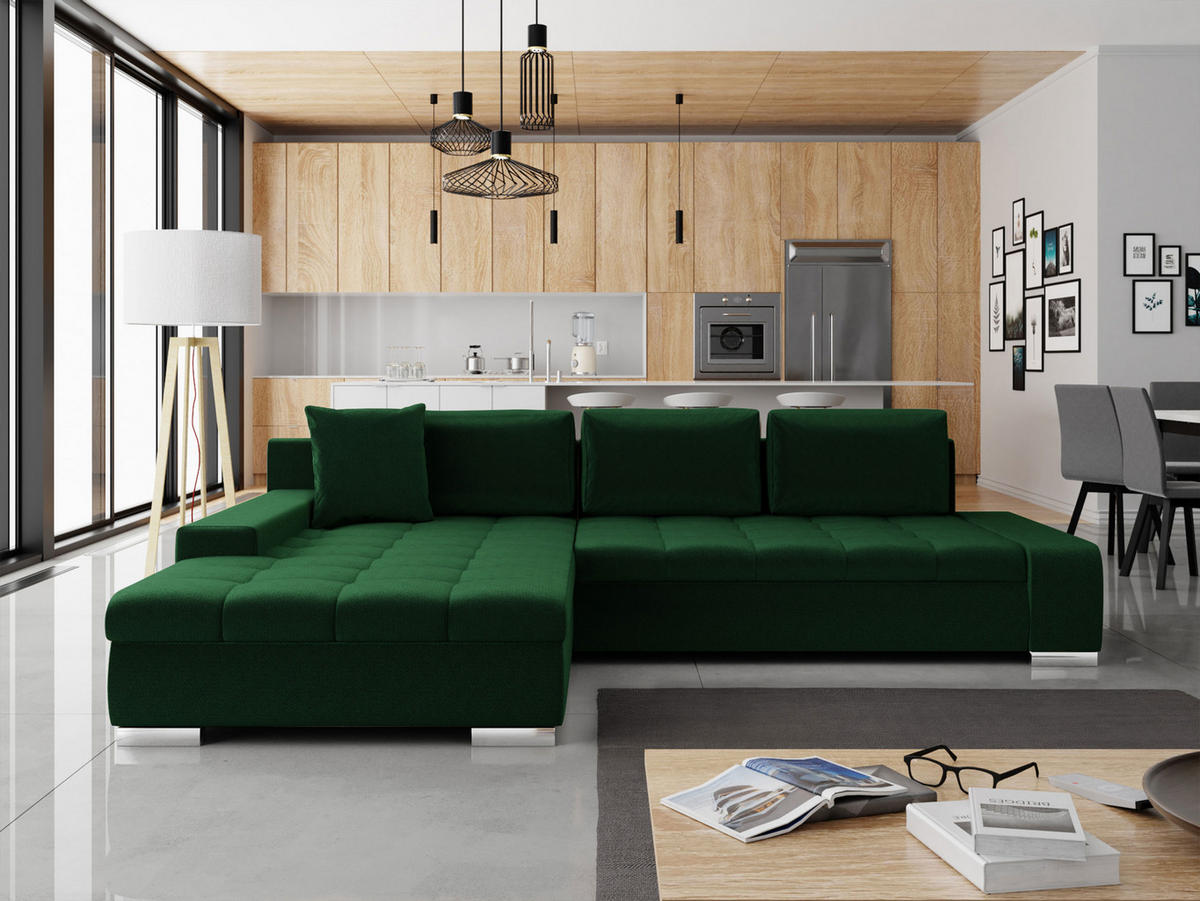 ECKSOFA Orkan - Waldgrün, Holz/Textil (302/213cm) - MIRJAN24
