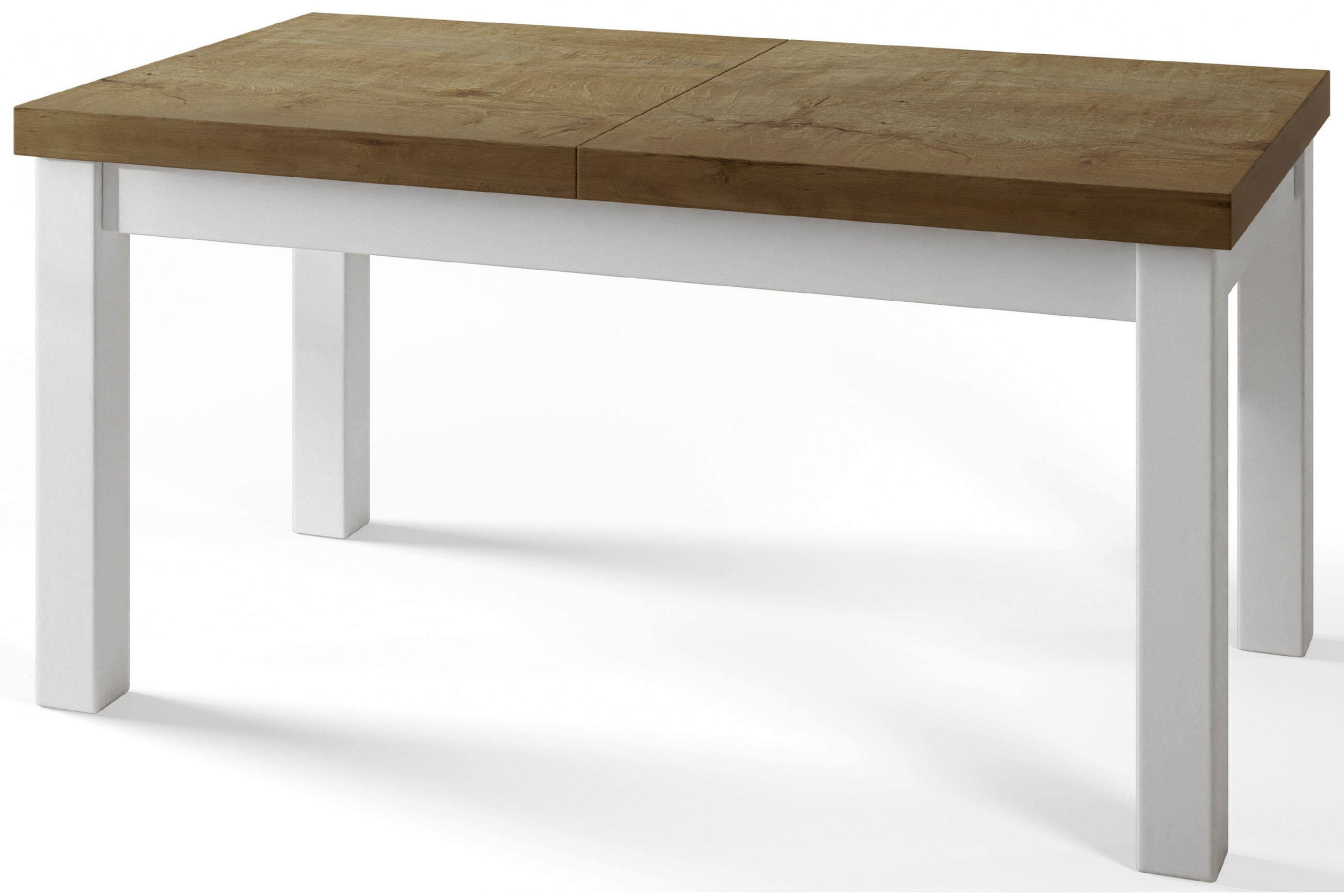 ESSZIMMERTISCH CLASSIC, ausziehbarer Tisch 200-300X100X78 cm, Farbe: LEFKAS, mit Holzbeinen in Farbe Weiß - Dunkelbraun/Weiß, Holzwerkstoff (200/100/78cm) - Alpi-Möbel