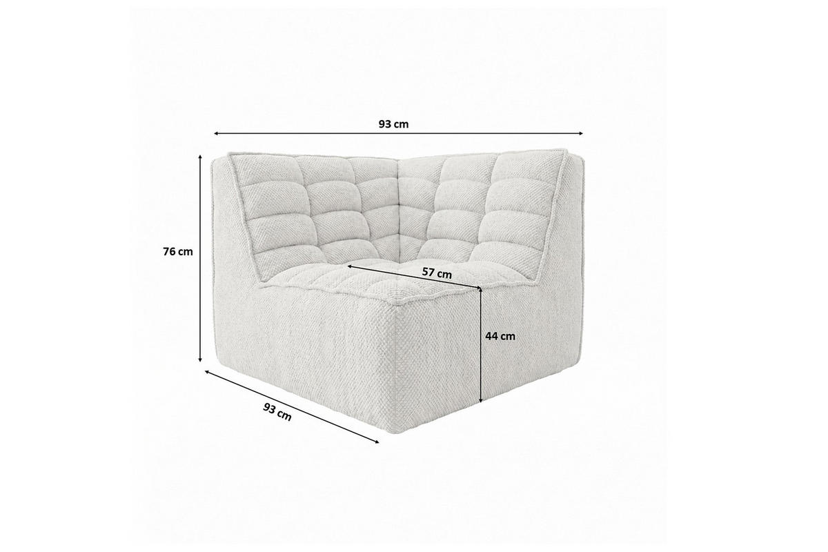 ROHOVÝ MODUL, plyšová tkanina Pop, Béžová, LAZY - béžová, dřevo (93/76/93cm) - Kaiser Möbel