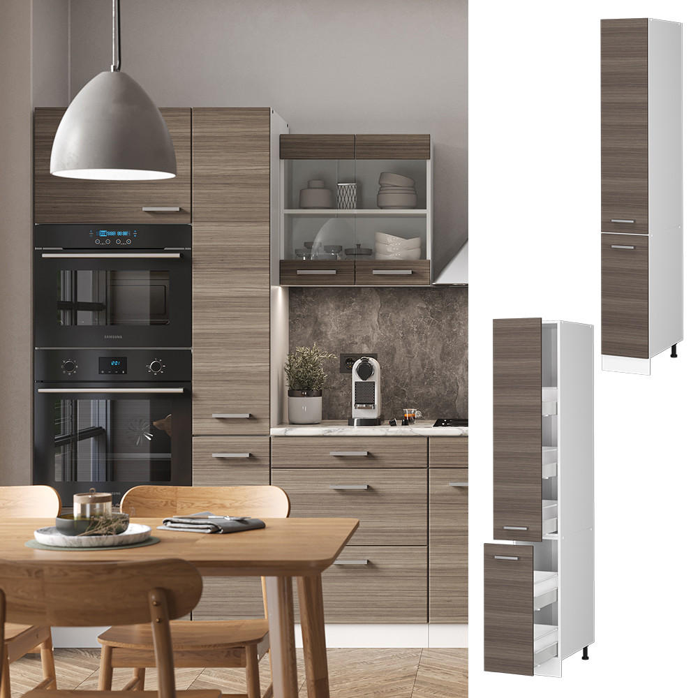 APOTHEKERSCHRANK R-Line Grau 30 cm - Weiß/Braun, Holzwerkstoff (30/206.8/57.2cm) - Vicco
