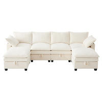 WOHNLANDSCHAFT Cord mit 2 Hockern und USB-Anschluss Stauraum 280/151/82 cm Beige - Beige, Kunststoff/Textil (82/280/151cm) - Redom