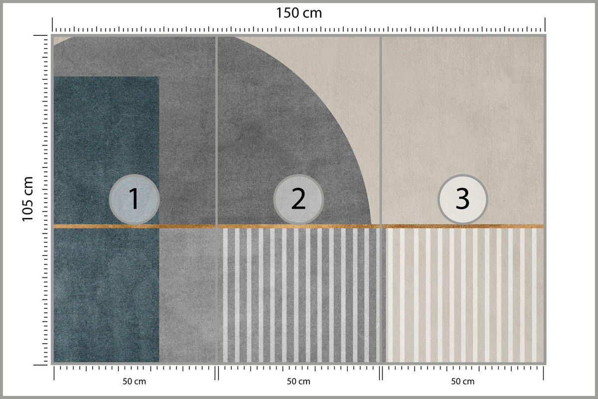 FOTOTAPETE für Wohnzimmer Formen Modernes Geometrisches Muster 150x105 - Beige/Braun, Papier (150/105cm) - Muralo
