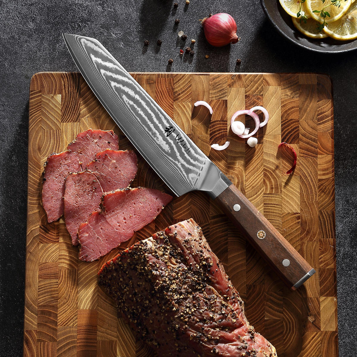 KIRITSUKEMESSER 20 cm - Nussbaumfarben, Holz/Metall (34cm) - Wakoli