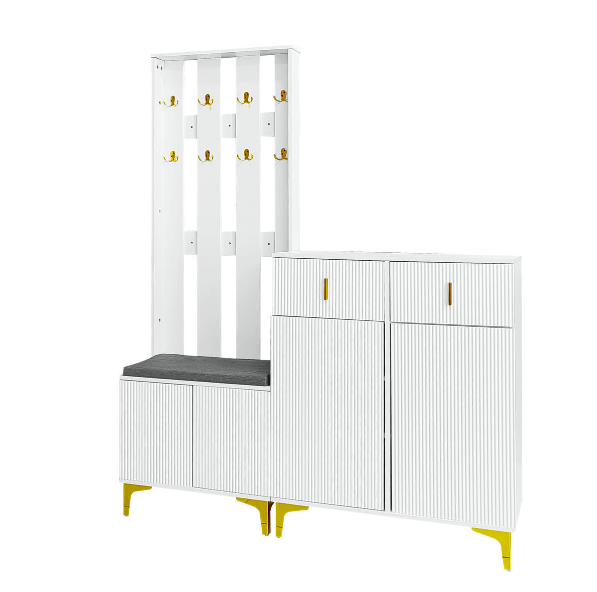 GARDEROBE 60,5/180,5/35,2 cm + 83/101/35 cm Weiß aus Spanplatte 2er Set - Weiß, Holzwerkstoff (83/101/35cm) - OKMYHOME