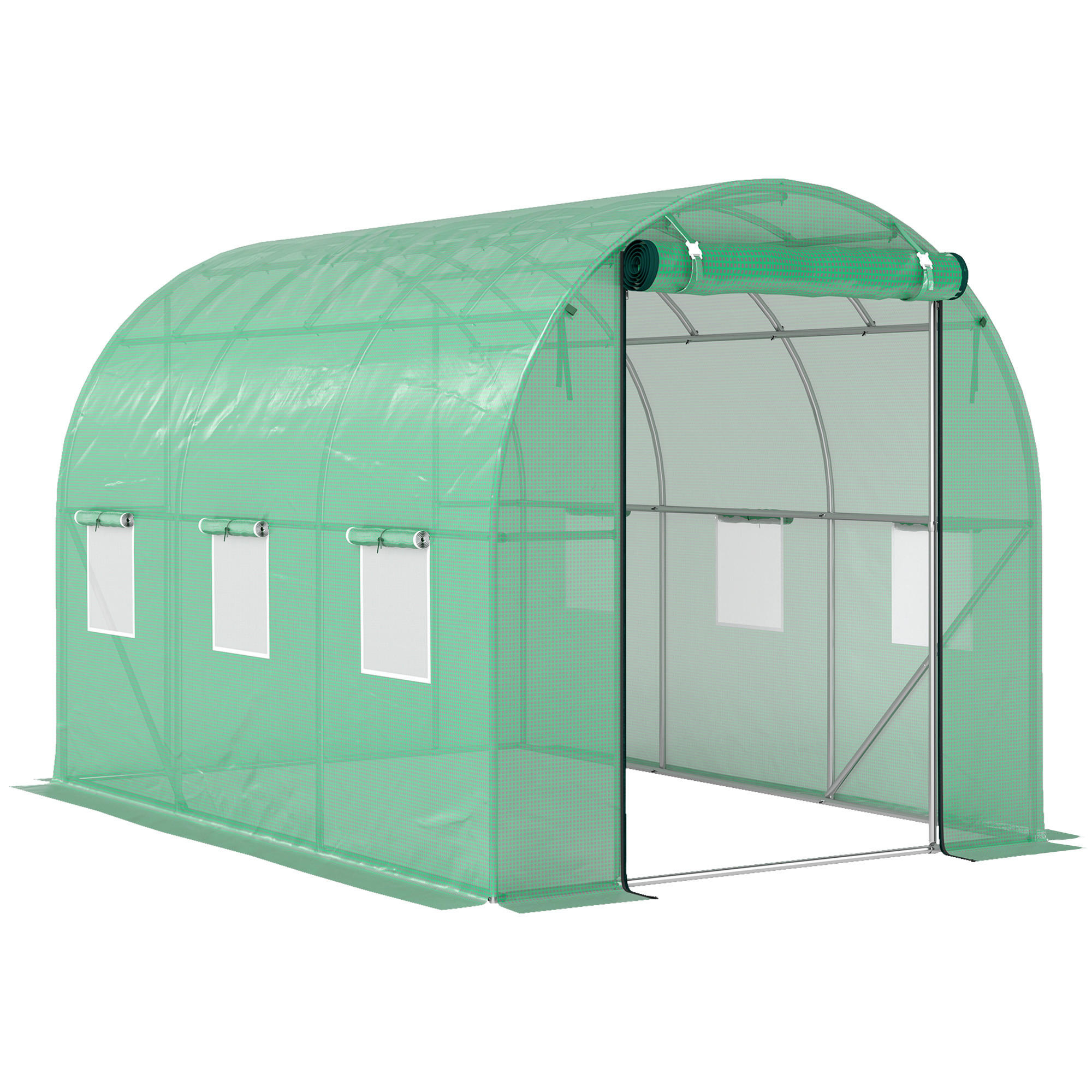 FOLIENTUNNEL, 300L x 200B x 195H cm - Grün, Kunststoff (200/195/300cm) - Outsunny