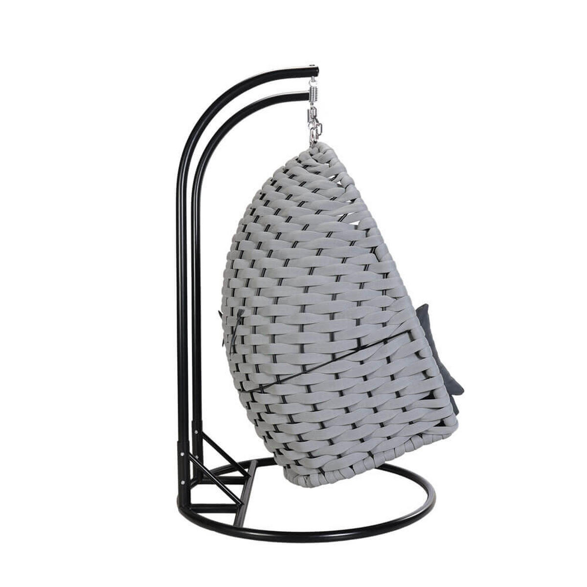 HÄNGESESSEL CADEIRA - Hellgrau, 2-Sitzer - Hellgrau, Kunststoff/Metall (127/155/76cm) - Home Deluxe