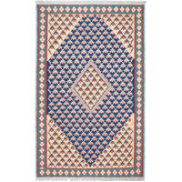 HANDWEBTEPPICH Senneh Kelim Blau 159/99 cm Schurwolle - Blau, Textil (99/159cm) - Looma