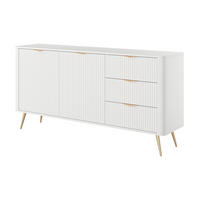 KOMMODE 2 Türen Brando 163 cm, 3 Schubladen, Weiß - Goldfarben/Weiß, Holz/Metall (163/81/38cm) - Emporius