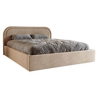 POLSTERBETT 140x200 Dune mit Bettkasten, runde Kopfteil, Samt, Beige - Beige, Holz/Textil (140/200cm) - Emporius