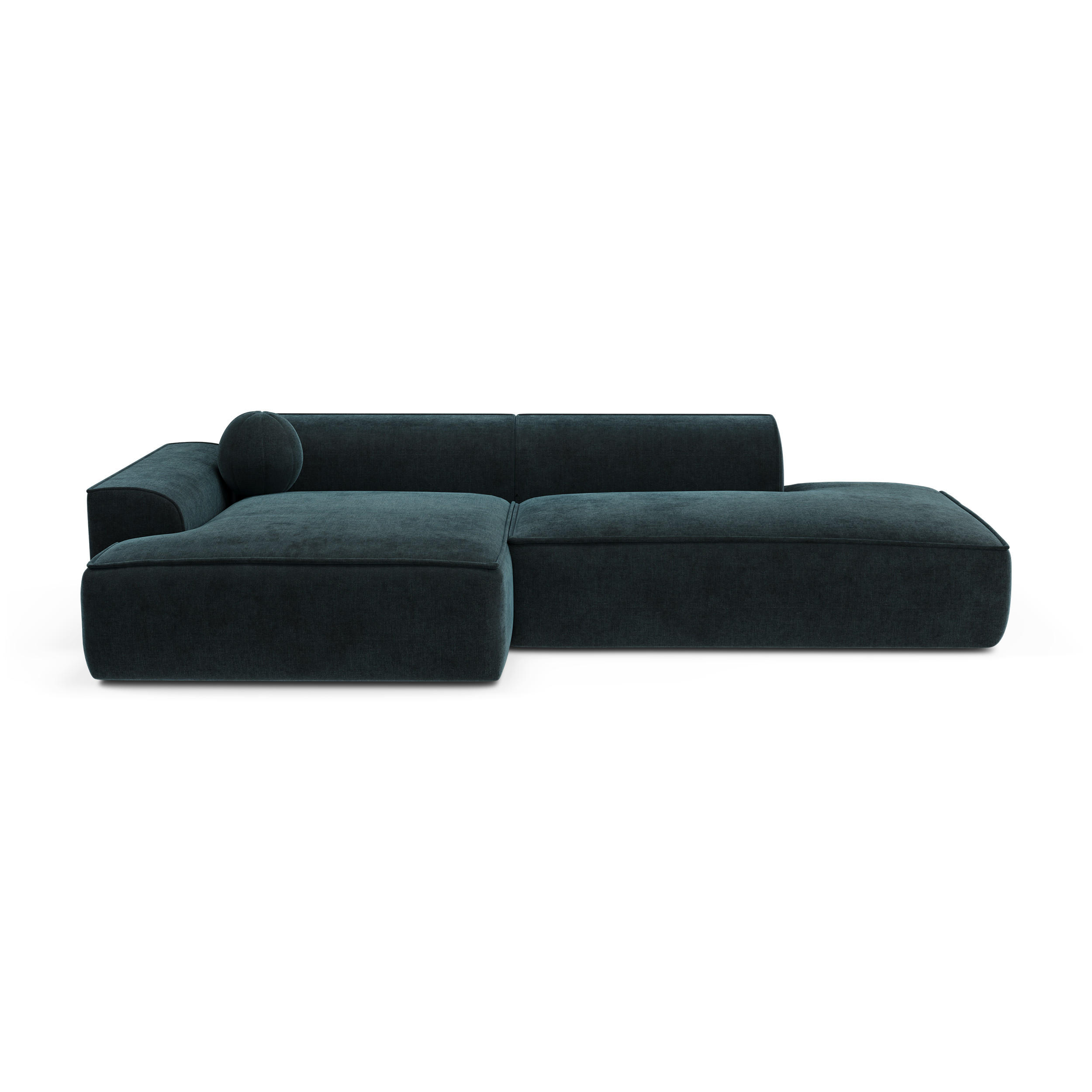 ECKSOFA LINKS Samt Pfauenblau 300cm - Hellblau, Textil (155/300cm) - Sia Home