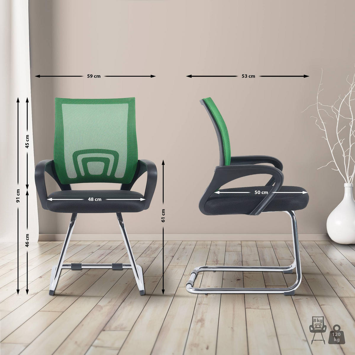 SCHWINGSTUHL 2er Set Stoff grün - Grün, Textil/Metall (59/91/53cm) - CLP