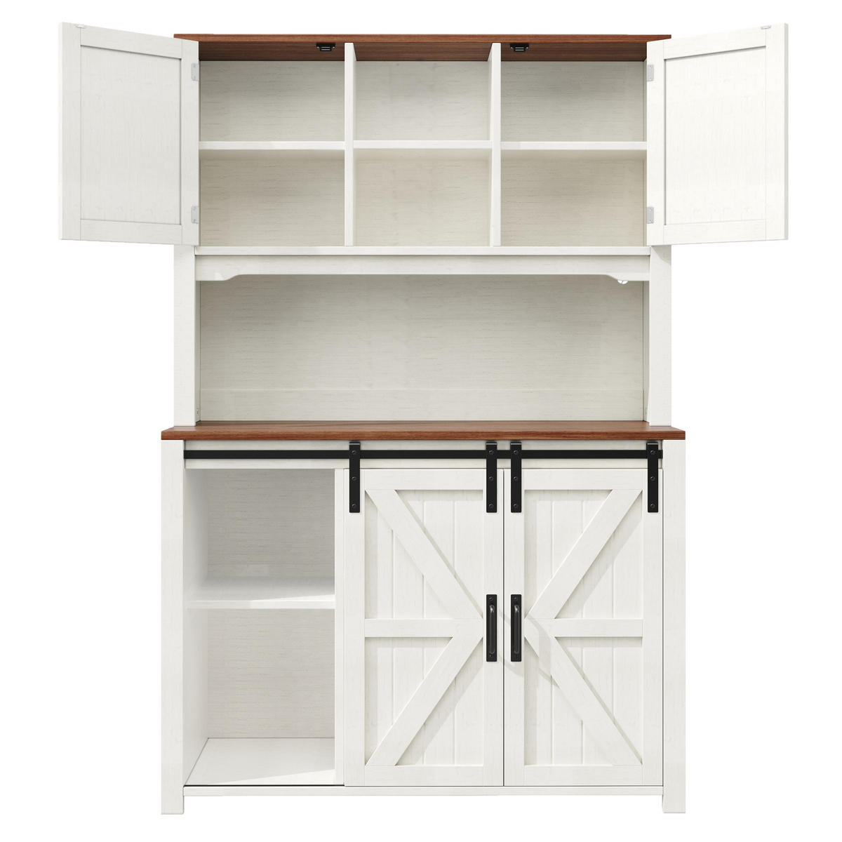 BUFFET 115/40/174,7 cm aus MDF und Metall mit LED-Beleuchtung Weiß - Weiß, Holzwerkstoff (115/174.7/40cm) - Modenvie