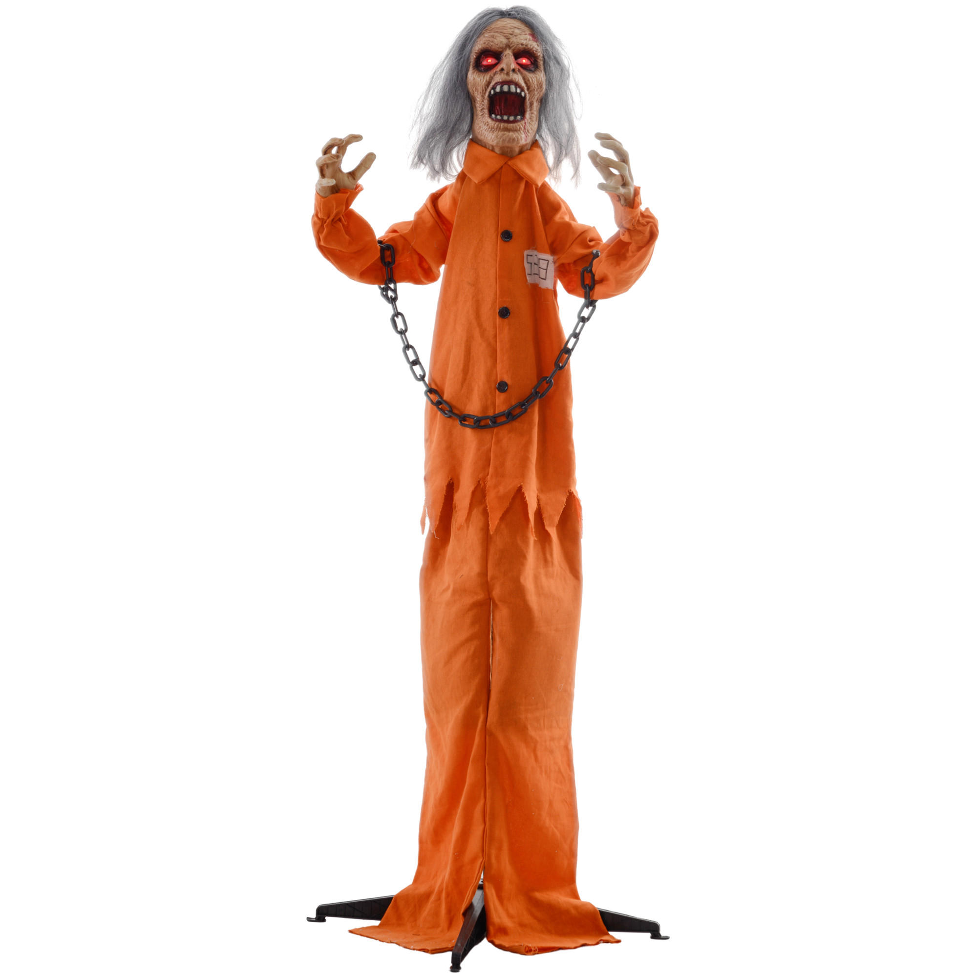 HALLOWEEN DECORATIONS 85cm Dekoration Gefangener , Soundfunktion, Orange - Orange, Kunststoff/Metall (50/85/15cm) - HOMCOM