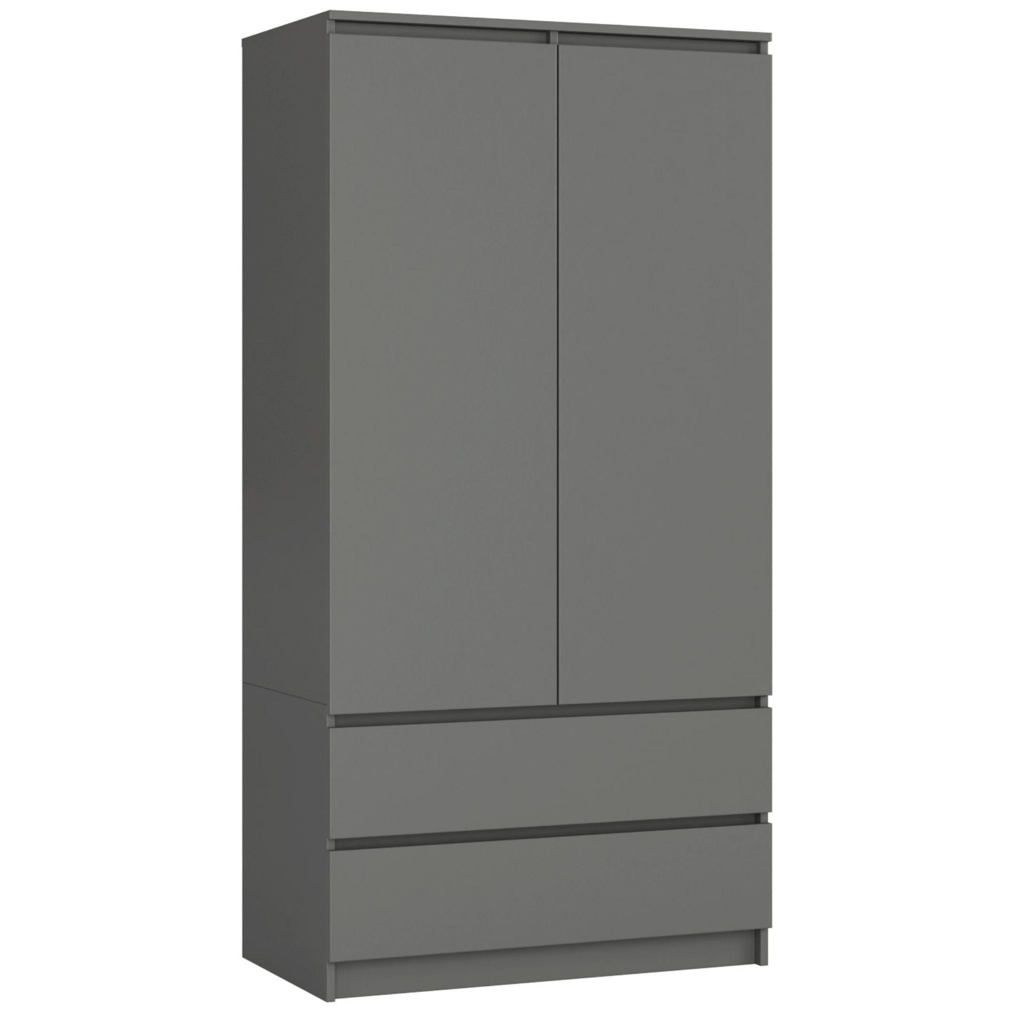 KLEIDERSCHRANK Graphit Grau 180/90/51 - Graphitfarben, Holzwerkstoff (90/180/51cm) - RAUMHIRSCH FURNITURE