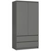 KLEIDERSCHRANK Graphit Grau 180/90/51 - Grau, Holzwerkstoff (90/180/51cm) - RAUMHIRSCH FURNITURE
