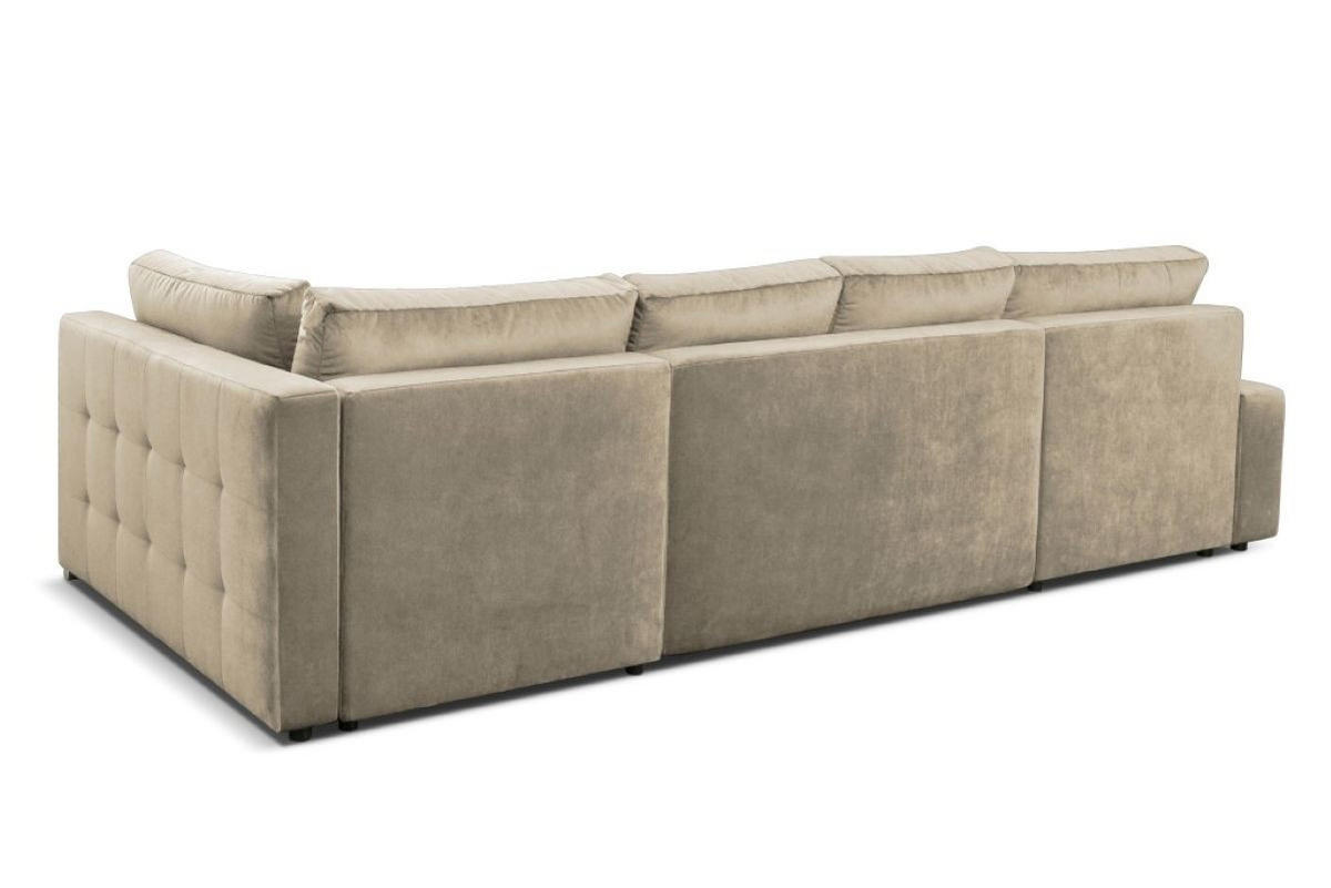 WOHNLANDSCHAFT Mediolan V U-Form mit Schlaffunktion und Bettkasten 358x190 cm beige - Beige, Holz (358/95/190cm) - Margaret Hadas24