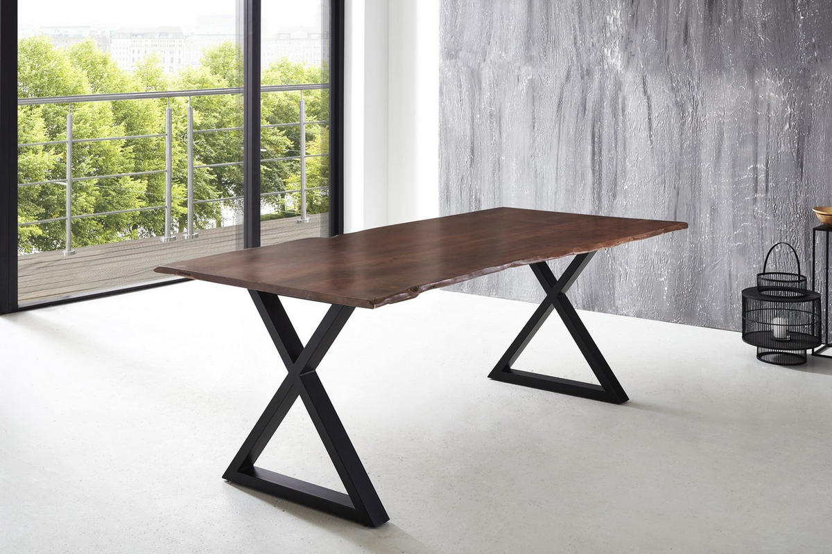 ESSTISCH LUBIN - Schwarz/Braun, Holz/Metall (100/240/77cm) - SAM