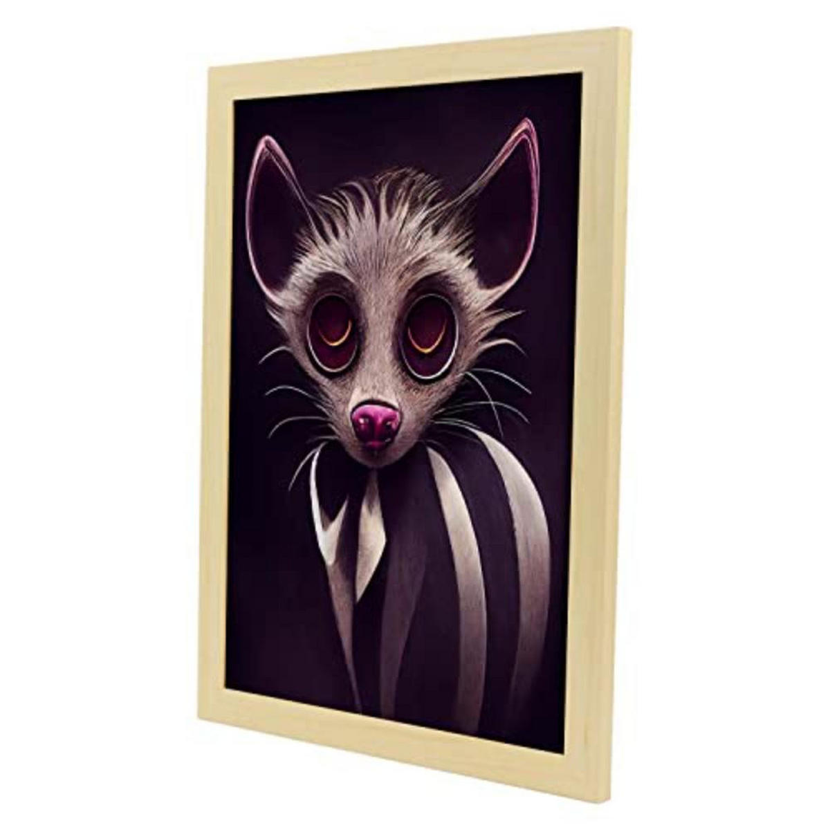 POSTER Set mit 4 Starren Poster im T Burton Goth Stil Tier A3 Rahmen aus hellem Holz - Beige, Papier (29.7/3cm) - Nacnic