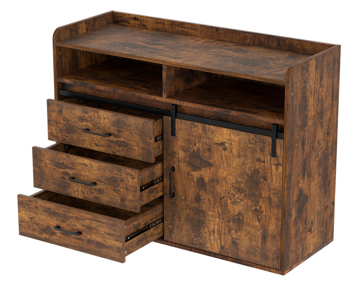 SIDEBOARD in 107/80/40cm - Dunkelbraun, Holzwerkstoff/Metall (107/80/40cm) - HOMAVO