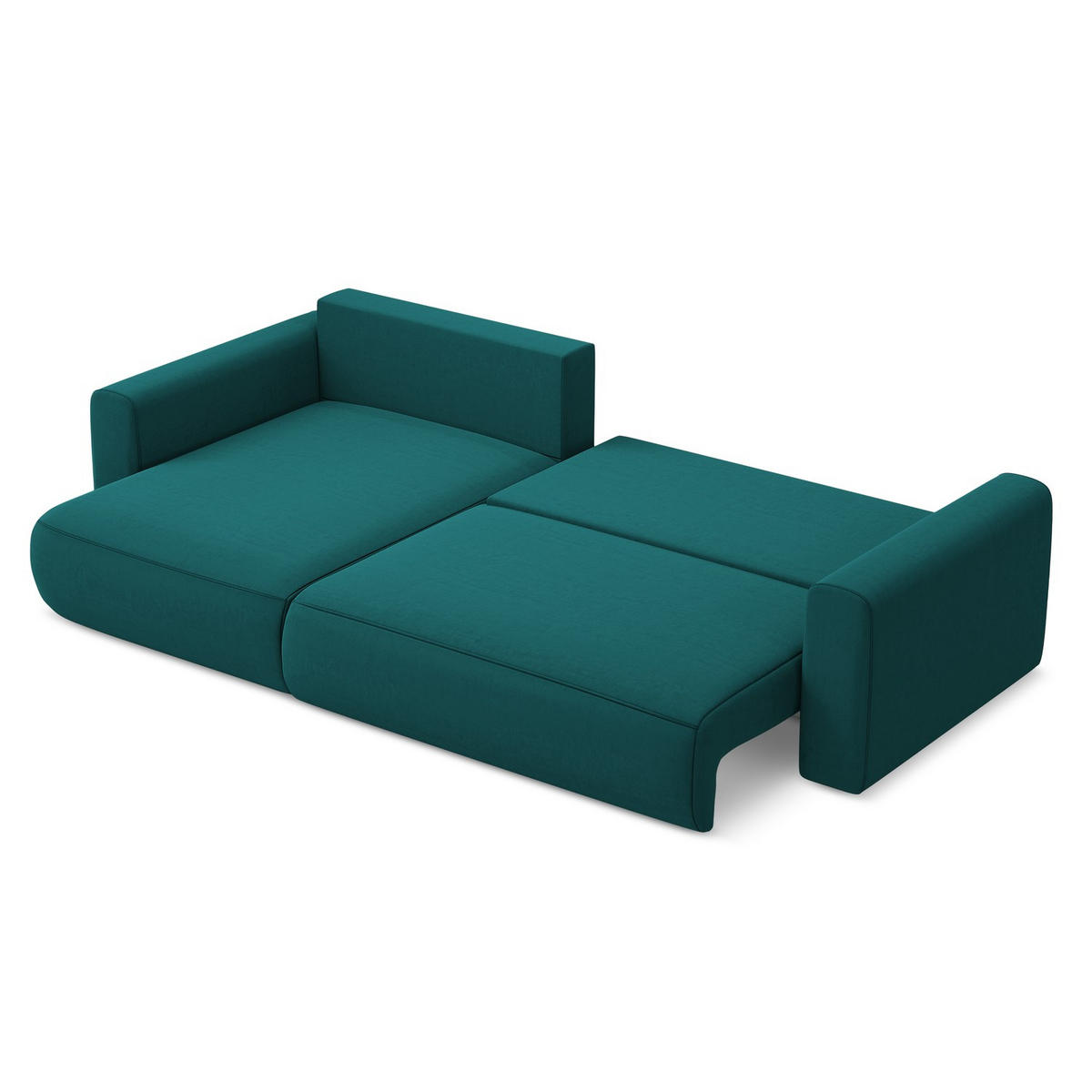 ECKSOFA mit Schlaffunktion Samt Stoff Blau - Blau/Petrol, Kunststoff/Textil (149/278cm) - LaMiaSofa