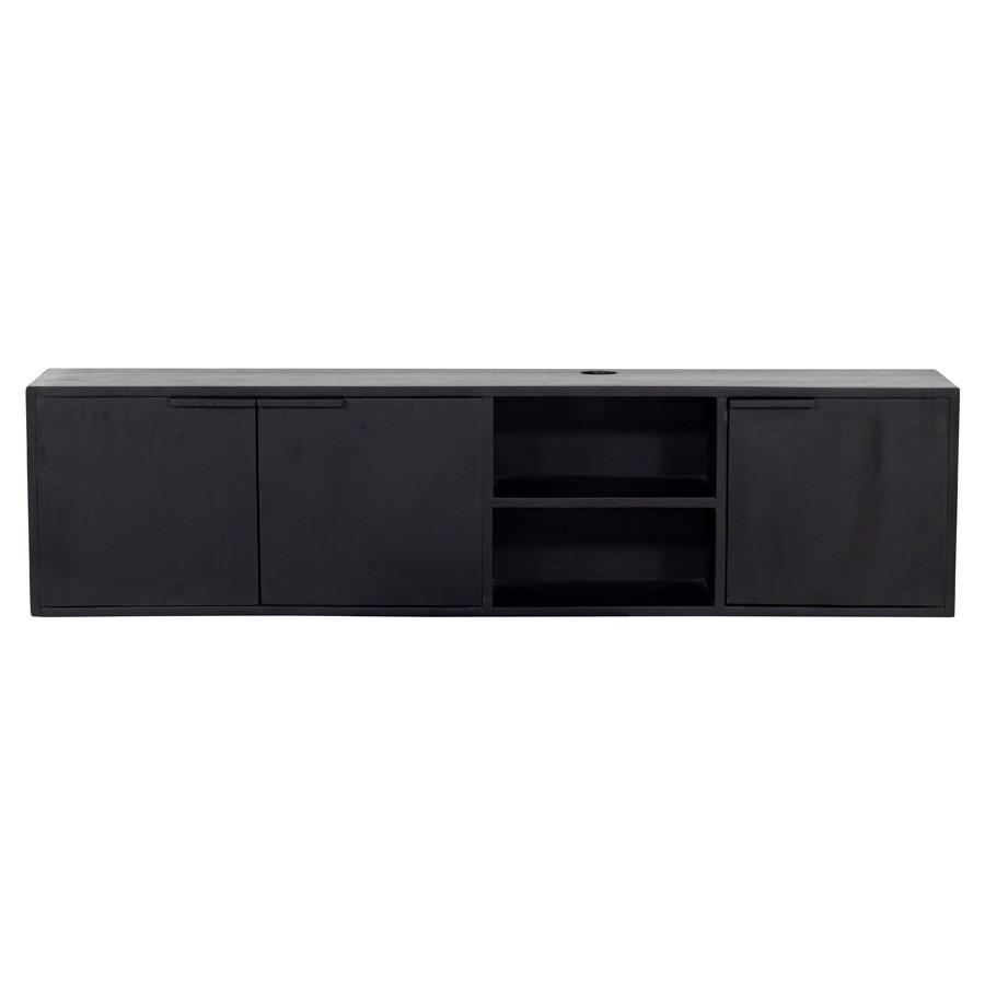 TV-MÖBEL schwebend aus Mangoholz 160cm, schwarz - Schwarz, Metall (160/40/30cm) - Giga Meubel