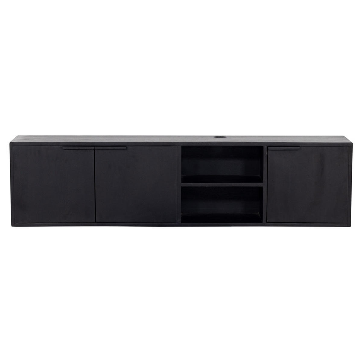 TV-MÖBEL schwebend aus Mangoholz 160cm, schwarz - Schwarz, Metall (160/40/30cm) - Giga Meubel