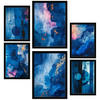 POSTER Set Mit 6 Abstrakte Farben Blau Cyan Rosa Formen A3 & A4 Schwarzer Rahmen - Schwarz, Papier (29/3cm) - Nacnic