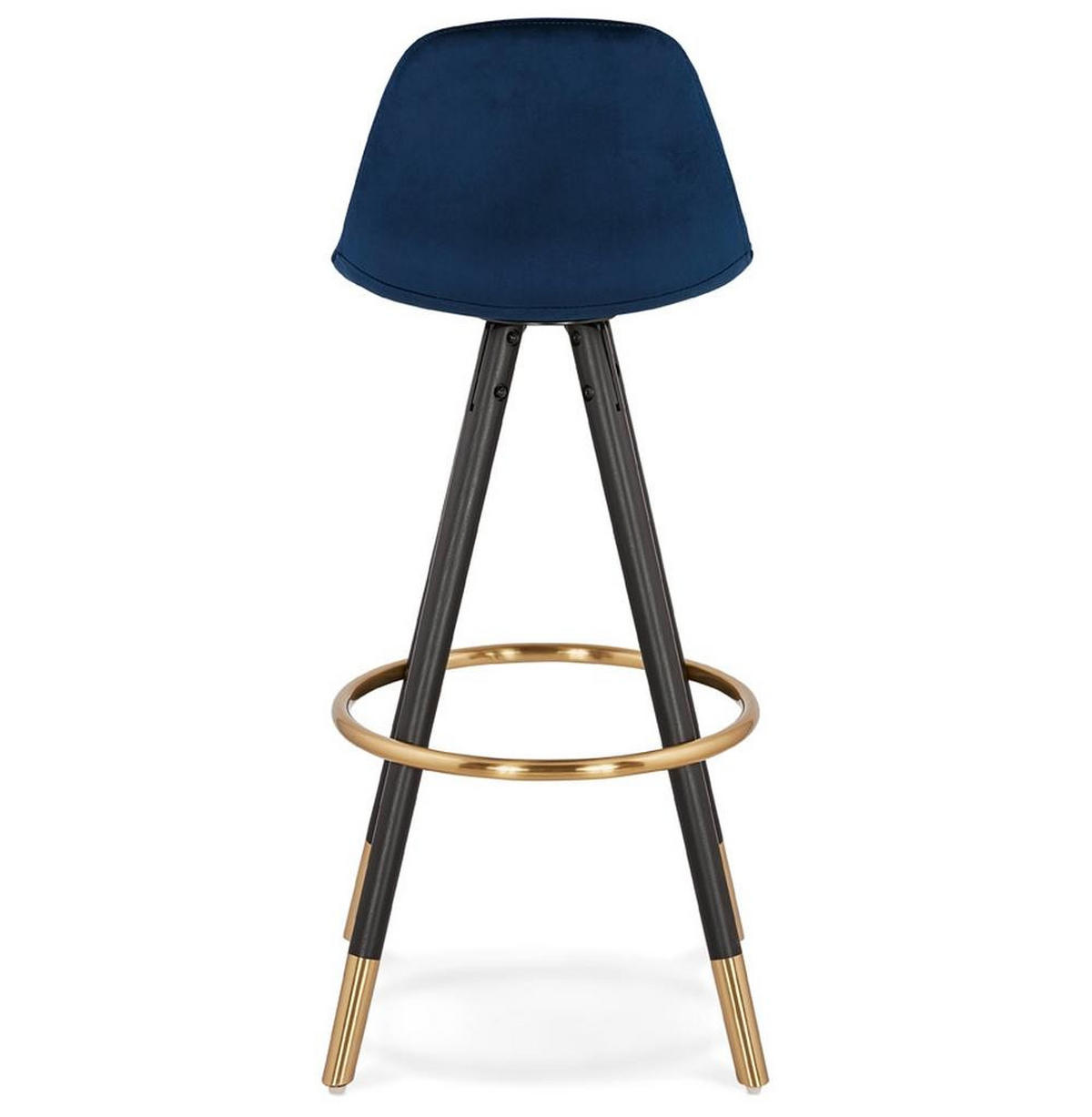 BARHOCKER Samt Holzbeine Sitzhöhe 75cm Eleganter Stil LURALI, Blau 41x41x97 cm - Blau/Schwarz, Buchenholz/Textil (41/97/41cm) - KADIMA DESIGN