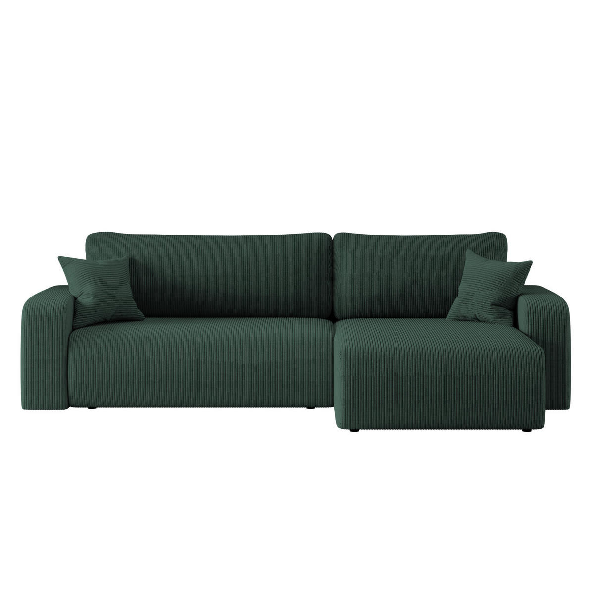 SCHLAFSOFA MILANO XL und bettkasten stoff Poso Dicker Cord Grün Rechts - Grün, Holz (274/82/145cm) - Kaiser Möbel