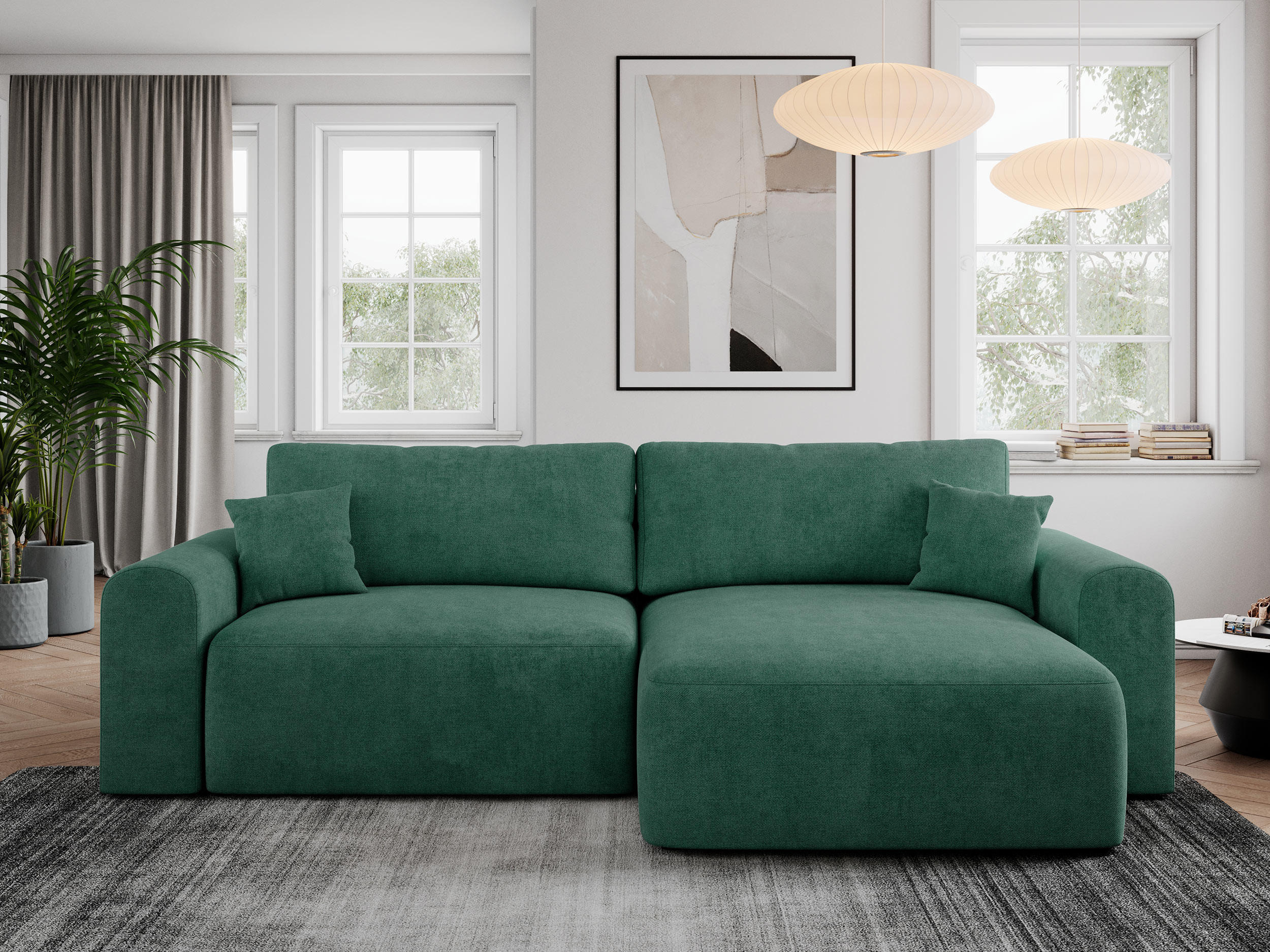 ECKSOFA NELSON Grün Struktur - Schwarz/Grün, Kunststoff/Textil (274/152cm) - MKS