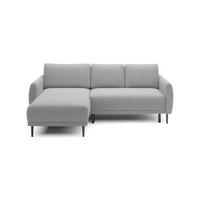 ECKSOFA BONO Stilvolles Sofa mit Schlaffunktion, Robuste Holzfüße, Elegante Armlehnen, Tiefe Sitzfläche 226x164x88cm, Linke, Esche - Silberfarben, Holz/Textil (164/226cm) - DomoHome