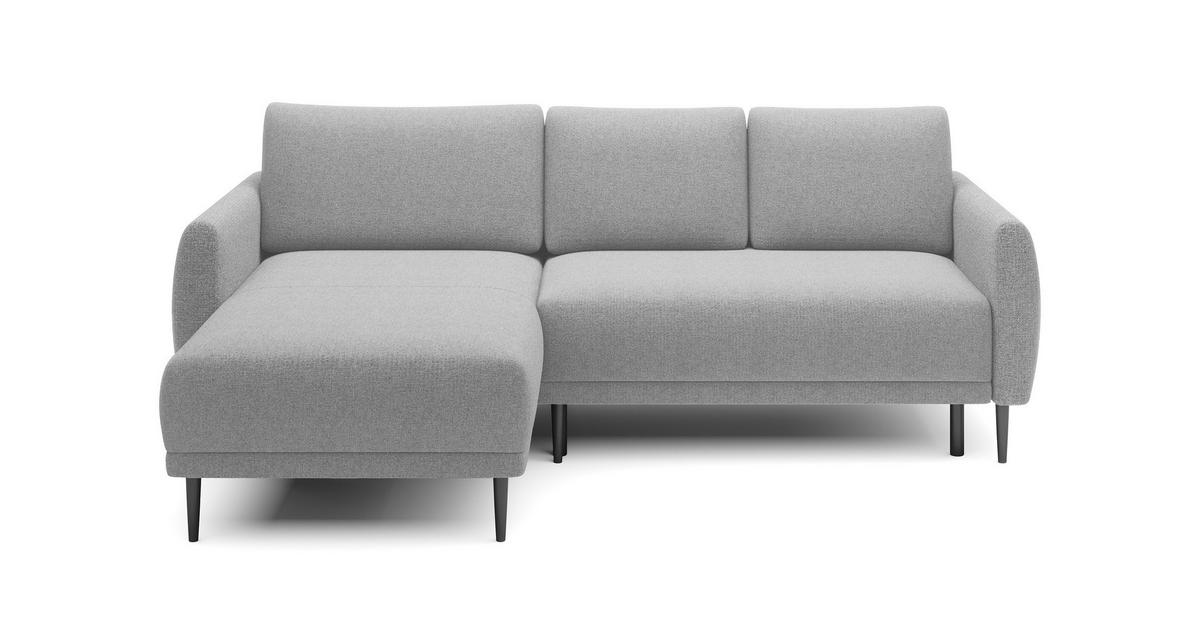 ECKSOFA BONO Stilvolles Sofa mit Schlaffunktion, Robuste Holzfüße, Elegante Armlehnen, Tiefe Sitzfläche 226x164x88cm, Linke, Esche - Silberfarben, Holz/Textil (164/226cm) - DomoHome