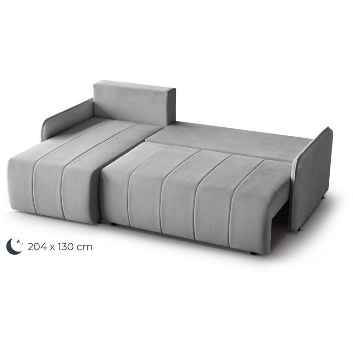 ECKSCHLAFSOFA Capri grau - Schwarz/Grau, Kunststoff/Textil (223/156cm) - Beautysofa
