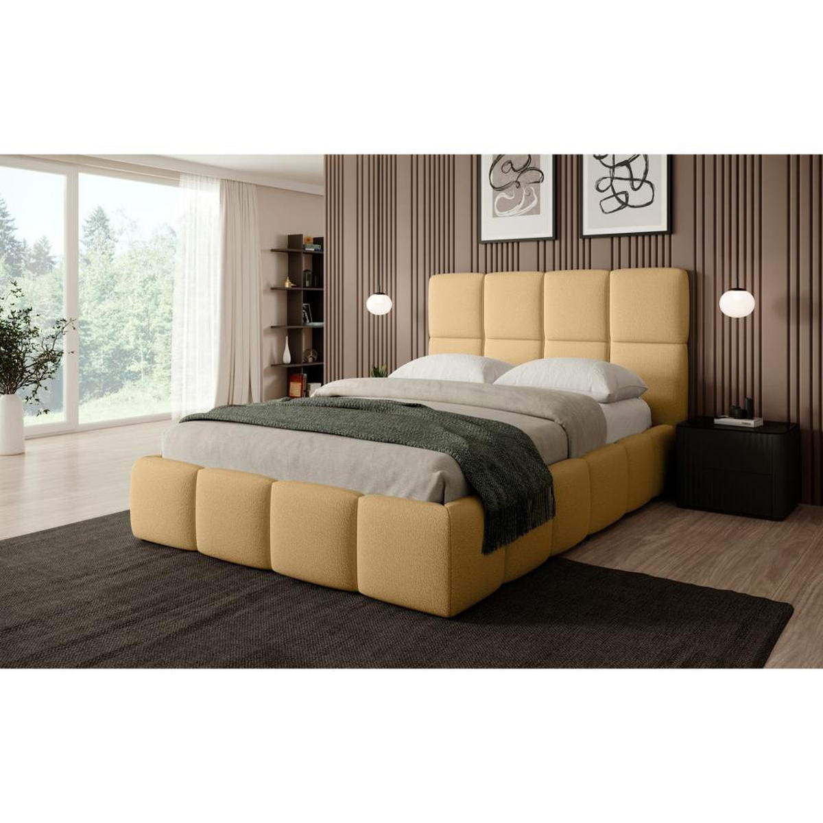 POLSTERBETT Nostro mit Bettkasten 160x200 cm gelb - Gelb/Schwarz, Textil (160/200cm) - Beautysofa