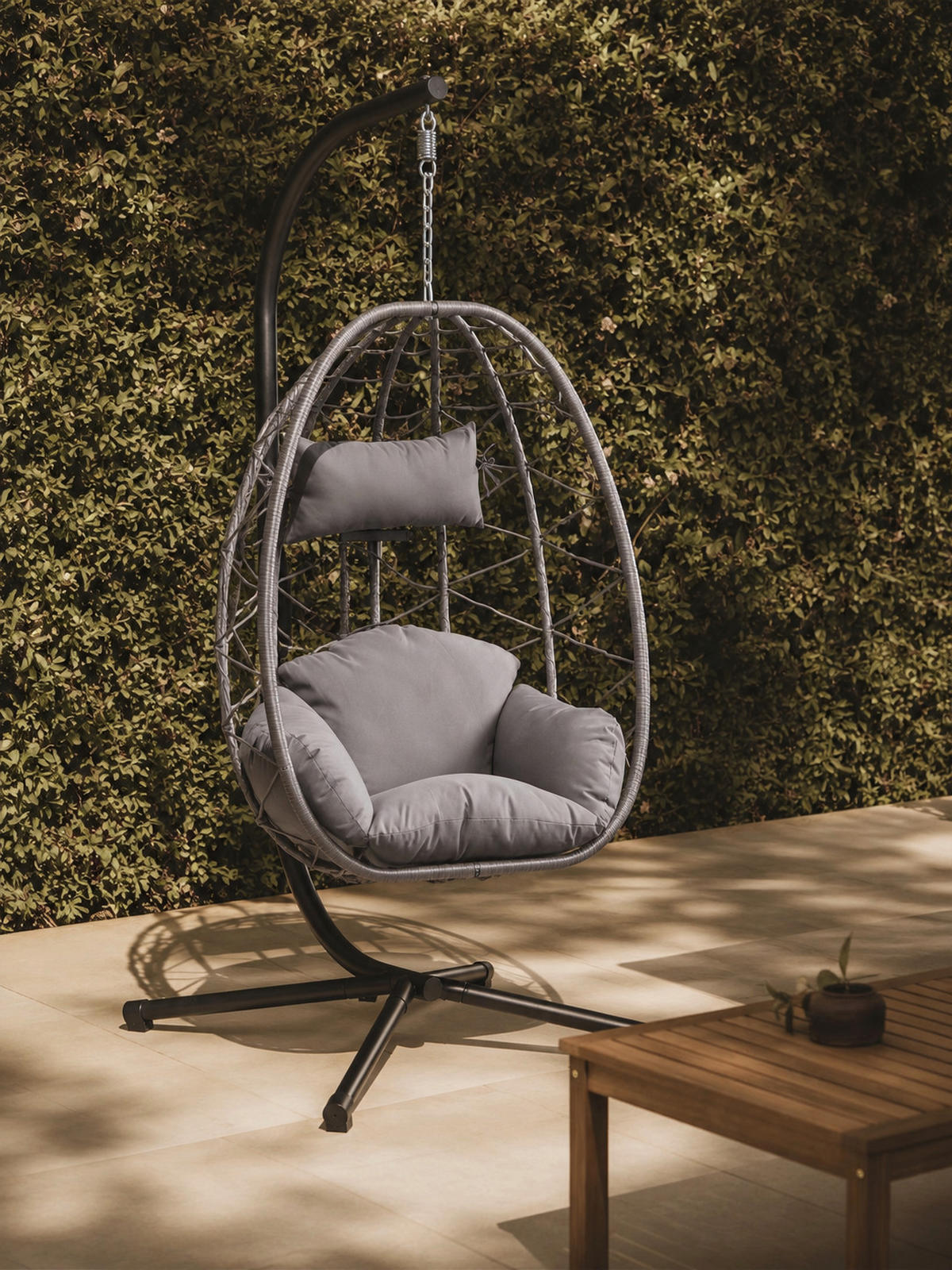 HÄNGESESSEL Rattan - Schwarz - Schwarz, Metall (97/197/138cm) - Nordlys