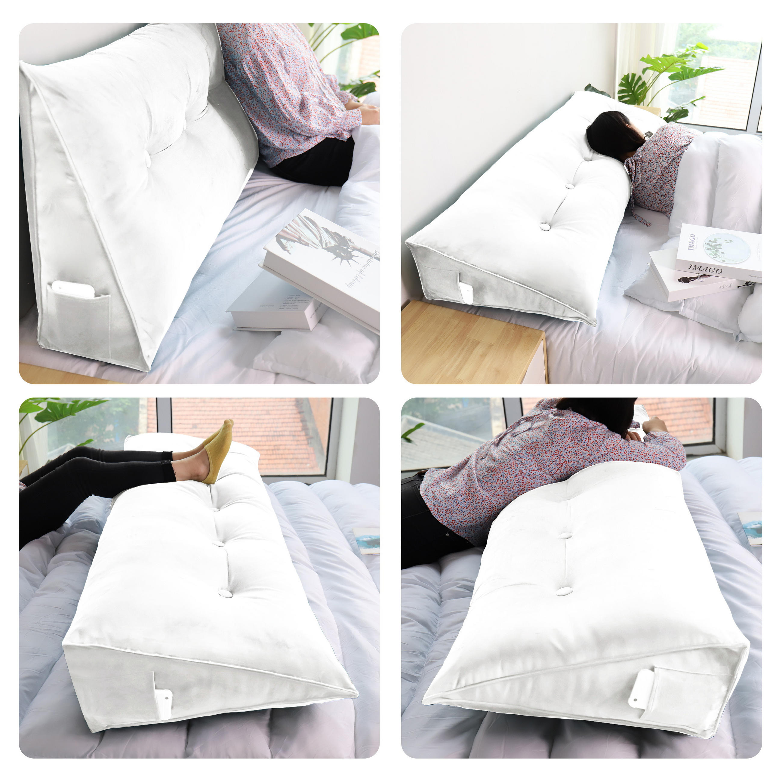 RÜCKENKISSEN für Bett Samt 200 cm - Weiß, Textil (50/200cm) - Vercart
