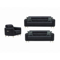 SITZGARNITUR Salta, Schwarz Stellvariante 3+3+1 - Schwarz, Holzwerkstoff/Kunststoff (220/87/90cm)