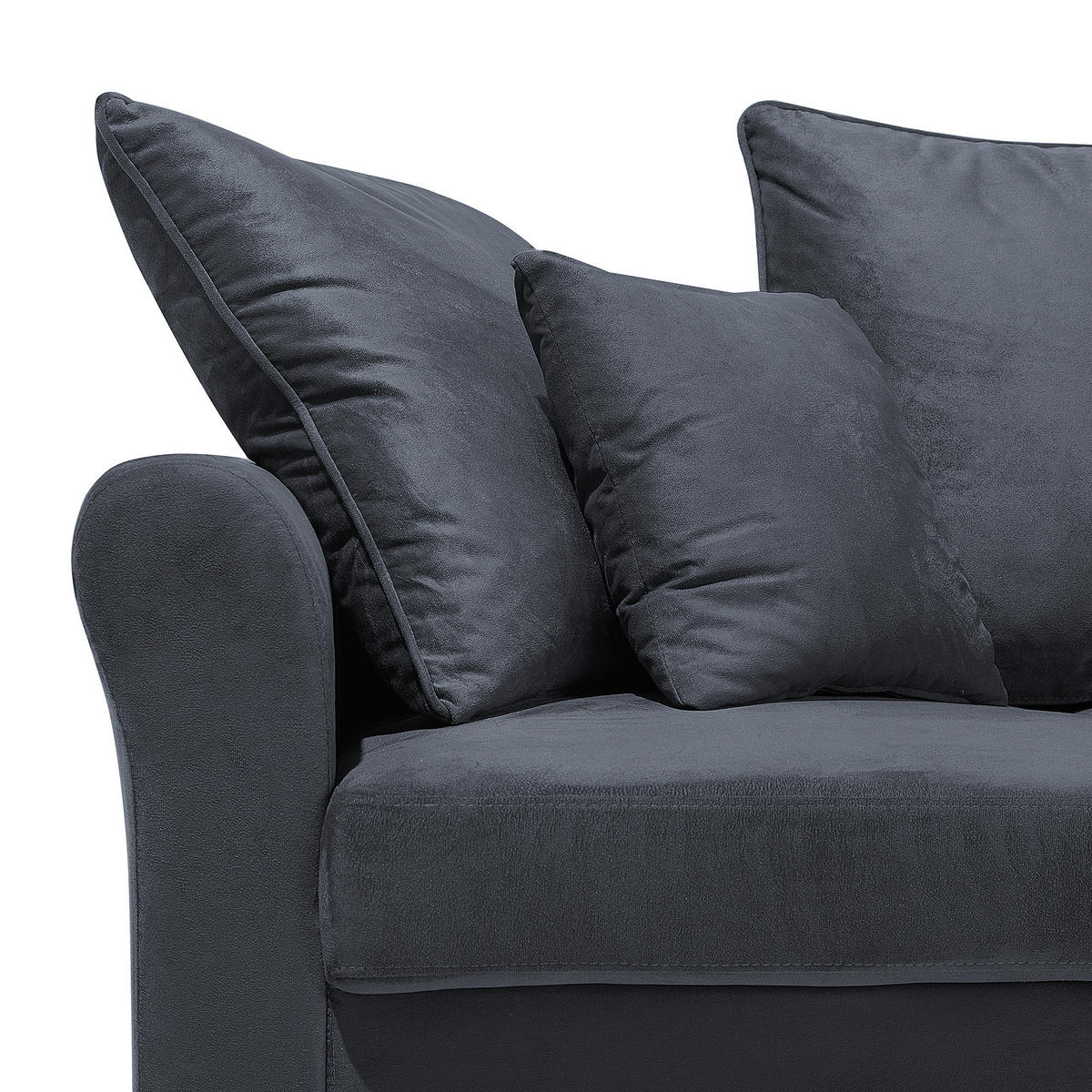 3-SITZER-SOFA Samtstoff Grau Bornholm - Dunkelgrau, Textil (197/76/79cm) - Beliani