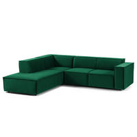 ECKSOFA mit Ottomane - Dunkelgrün/Schwarz, Kunststoff/Textil (260/234cm) - home24