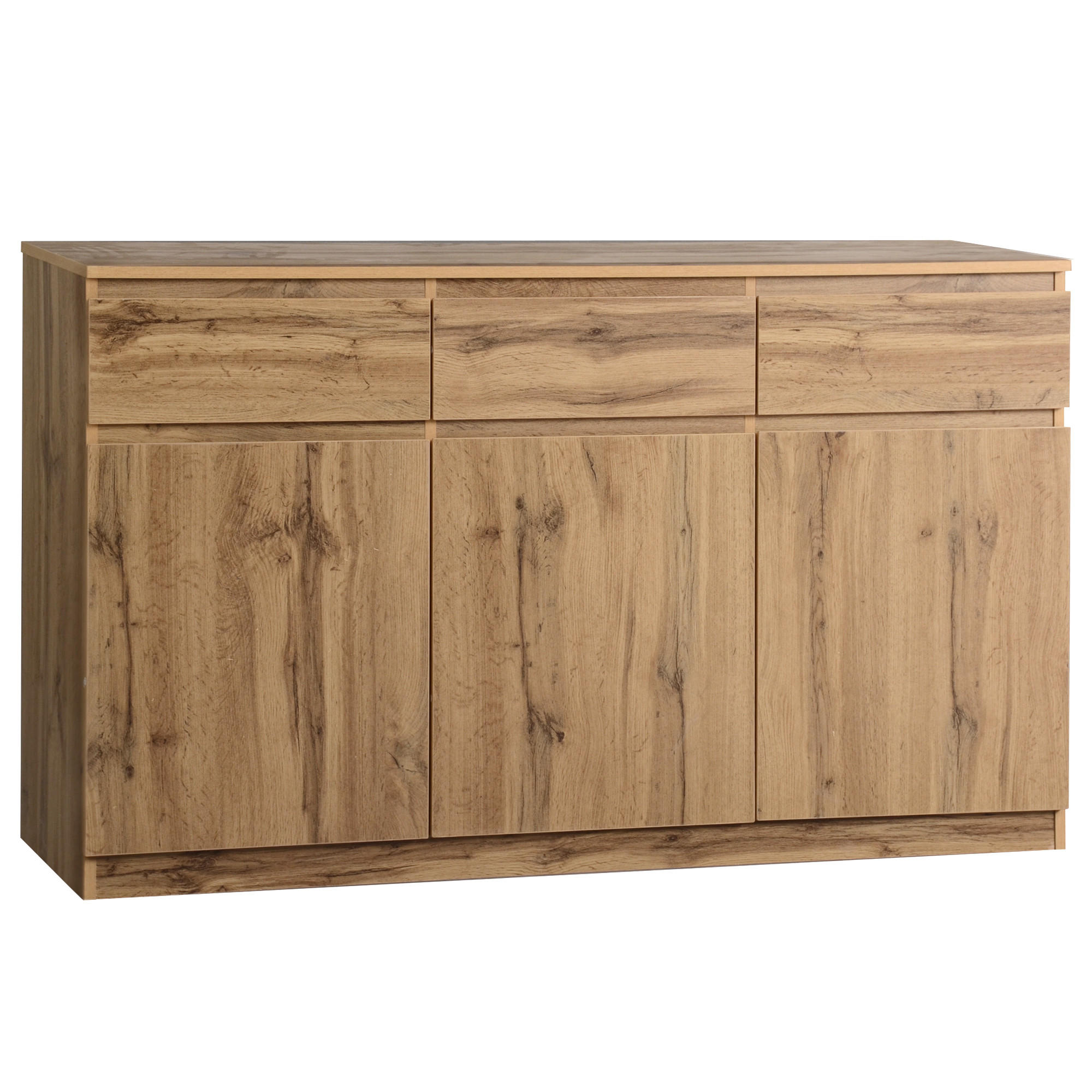 SIDEBOARD DE-37719 mit 3 Türen und 3 Schubladen Holzfarbe - Naturfarben, Holzwerkstoff (135/81/40cm) - ComfortXL