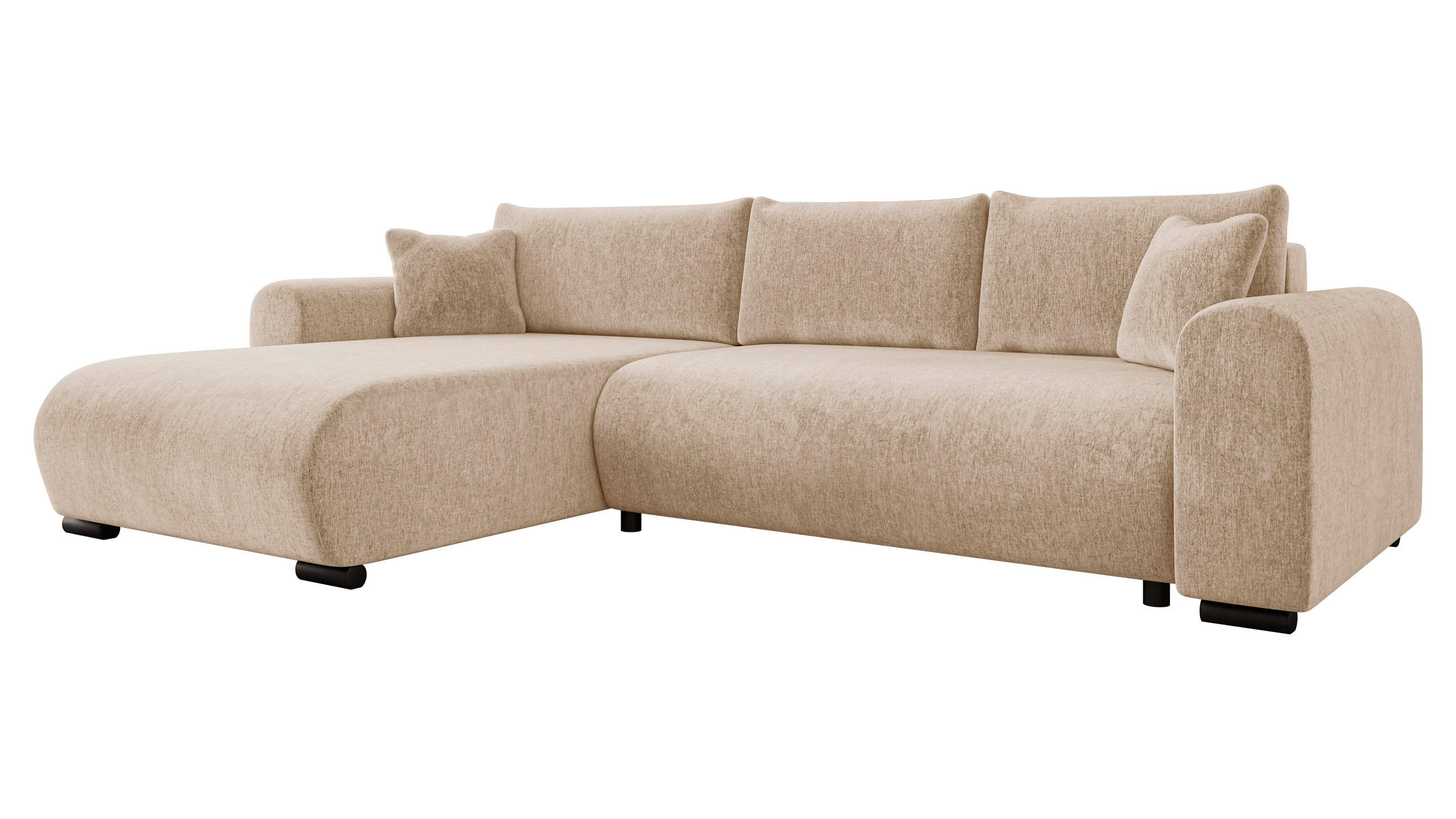 ECKSOFA Merkos - Hellbraun/Schwarz, Holz/Textil (285/188cm) - MIRJAN24