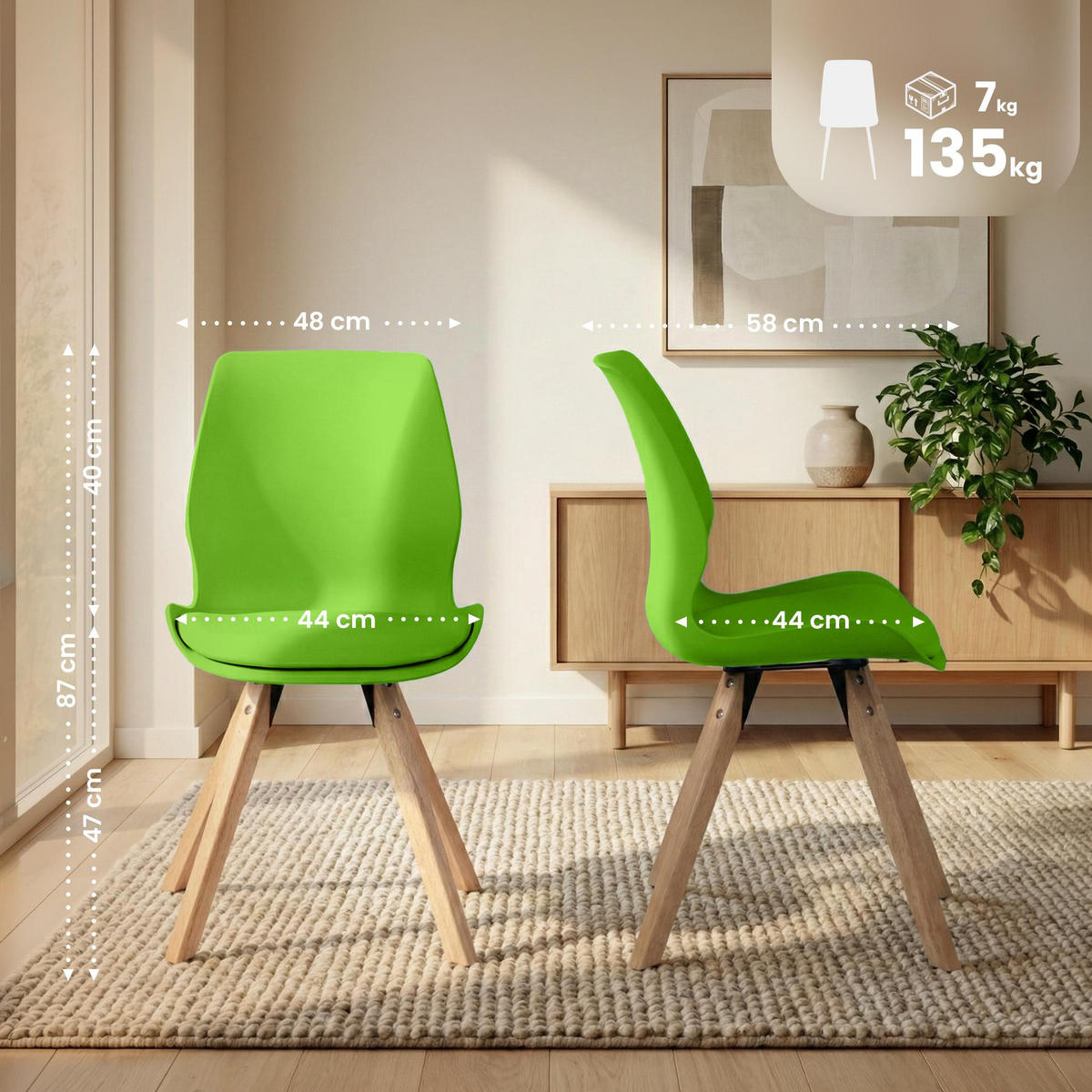 STUHL Kunststoff Grün - Eukalyptusholzfarben/Grün, Holz/Kunststoff (49/87/58cm) - CLP