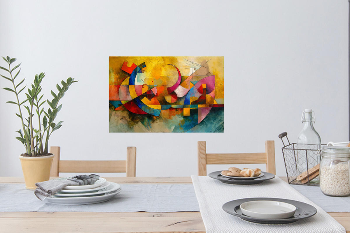 WANDTATTOO Kunst - Abstrakt - Modern 60x40 cm - Gelb, Kunststoff (60/40/0.1cm) - MuchoWow