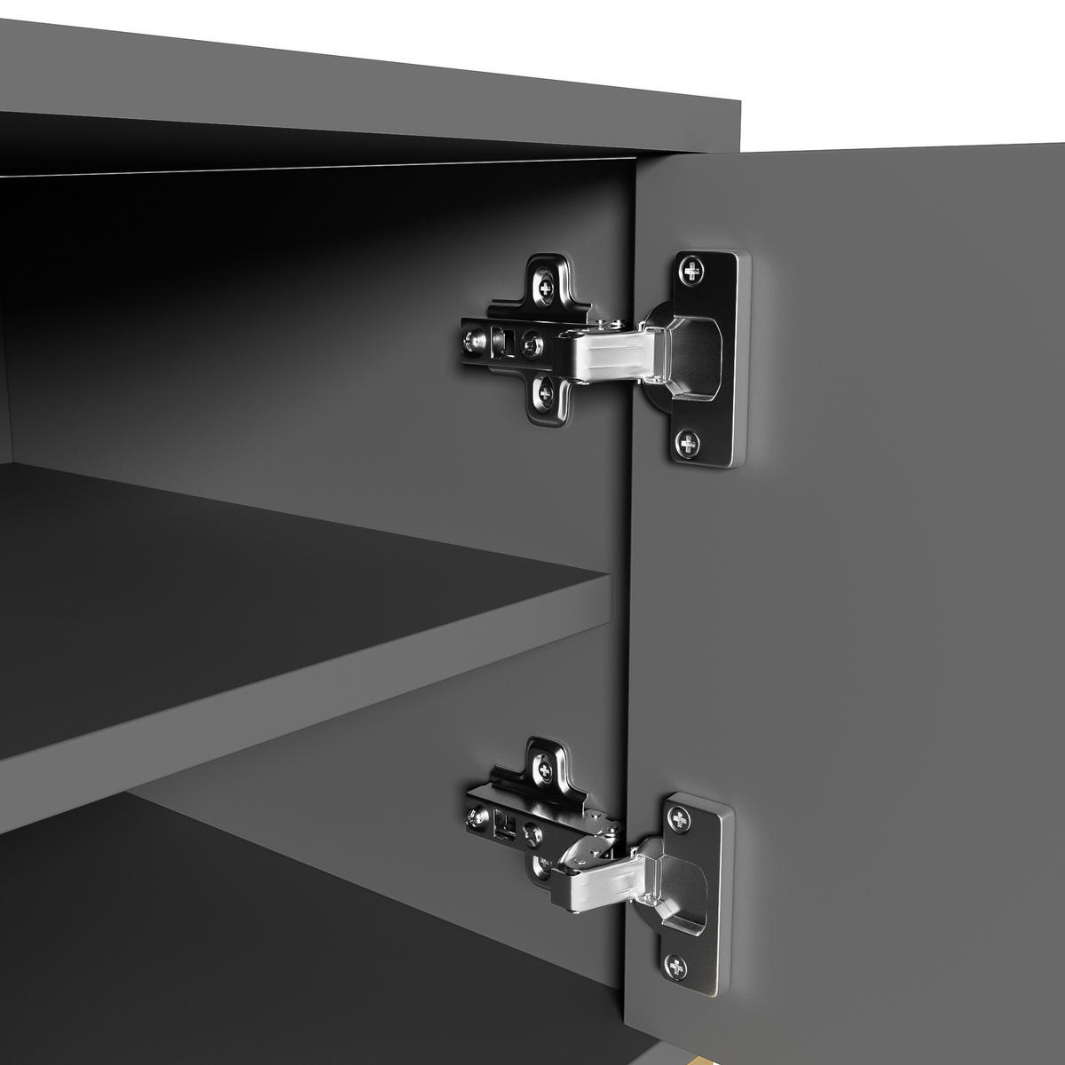 TV STOLEK šedý a zlatý, strukturovaná dvířka, do obývacího pokoje, 170×40×45,5 cm - šedá/zlatá, kov/kompozitní dřevo (170/45.5/40cm) - STILVORA