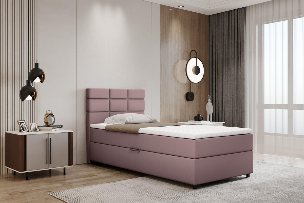 BOXBETT Reve 100 x 200 cm mit Bettkasten und Lattenrost ohne matratze - rosa - Rosa, Holz (100/206cm) - Panda Möbel