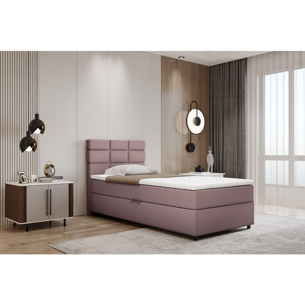 Thumbnail - Panda Möbel Boxbett, Rosa, Holz, Mode, 100x206 cm, Oeko-Tex® Standard 100, Schlafzimmer, Betten, Boxspringbetten