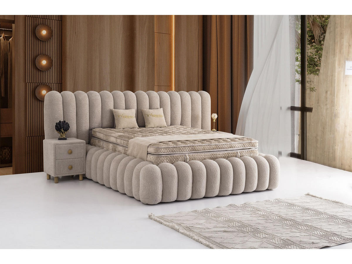 POLSTERBETT Marsel 120x200 Beige - Beige, Textil/Metall (120/200cm) - Villa Möbel