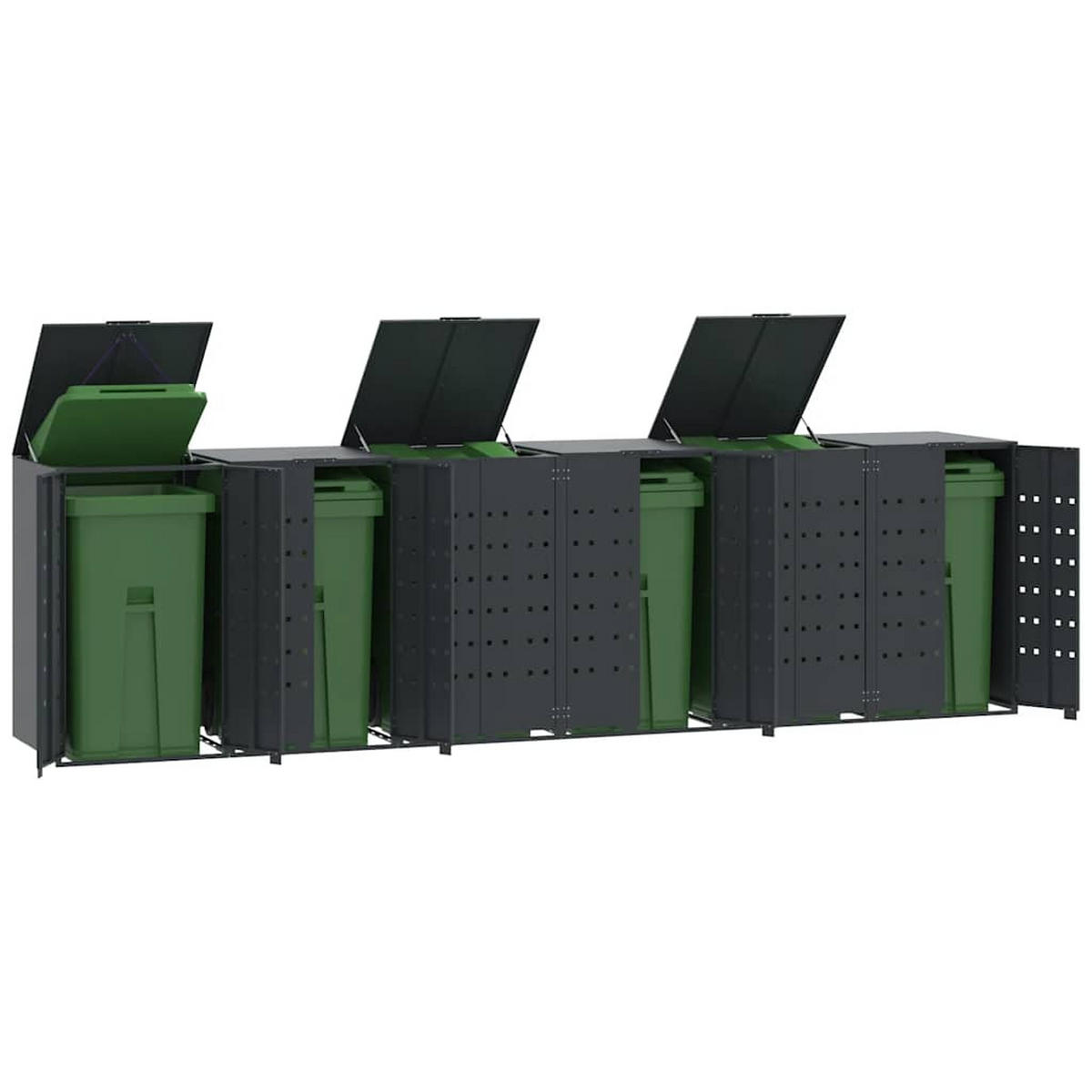 MÜLLTONNENBOX Gorilo für 6 Tonnen Anthrazit 414x79x117 cm - Anthrazit, Metall (414/117/79cm) - DELUKE