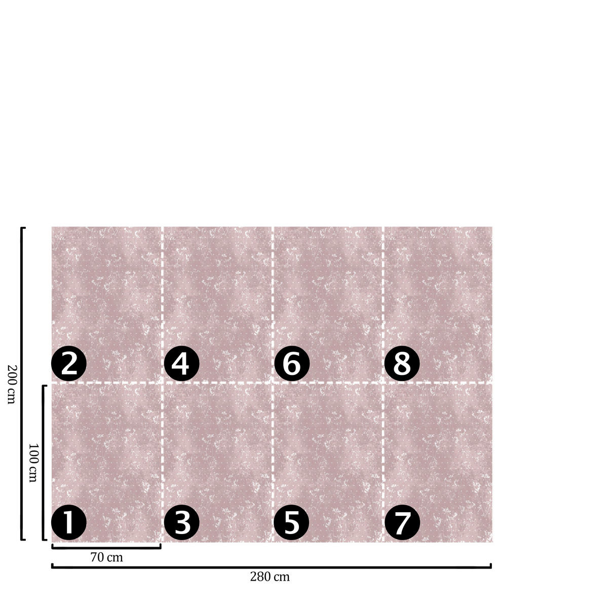 TAPETE Vintage aus echtem Papier, 200x280cm, 8 Bögen - Pink, Papier (200/280cm) - WALLPAPERS4BEGINNERS
